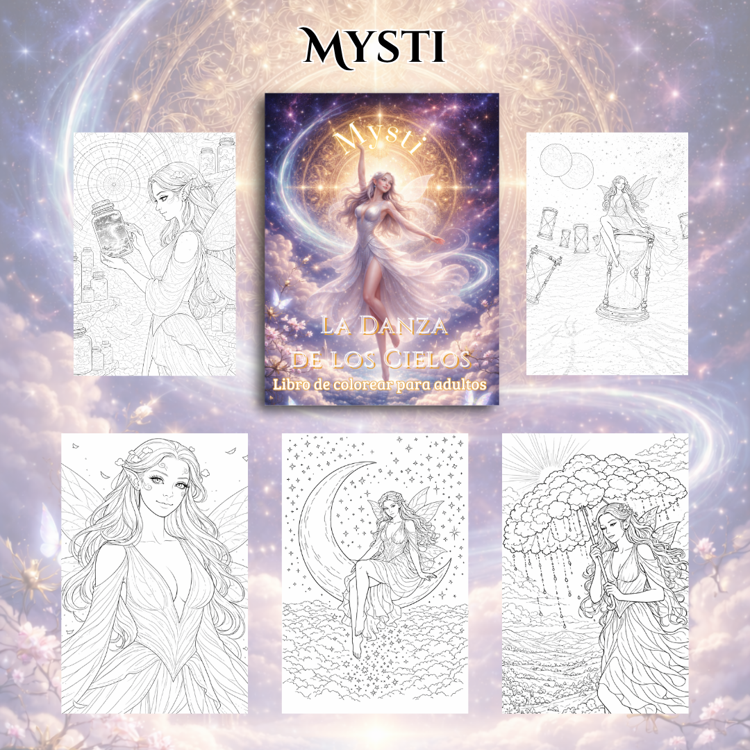Mysti: La Danza de los Cielos: Libro de colorear para adultos con hadas y mundos mágicos