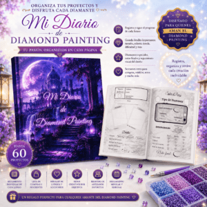 Mi Diario de Diamond Painting: Registro esencial para organizar, documentar y seguir hasta 60 lienzos, retos, accesorios y progreso creativo