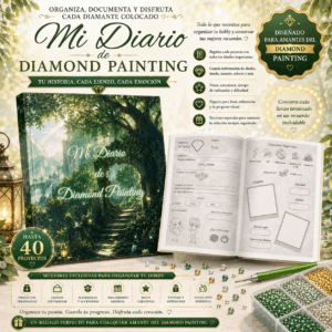 Mi Diario de Diamond Painting: Registro completo para organizar, documentar y seguir hasta 40 lienzos, accesorios, retos y progreso creativo