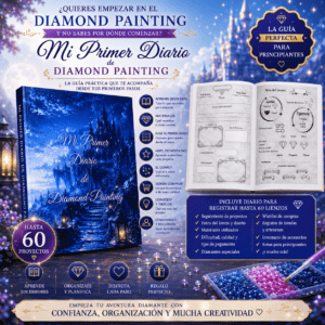 Mi Primer Diario de Diamond Painting: Manual para principiantes y diario de seguimiento para aprender, organizarte y disfrutar del Diamond Painting